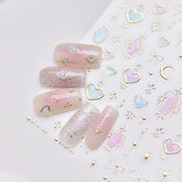 gold star and heart nail sticekrs